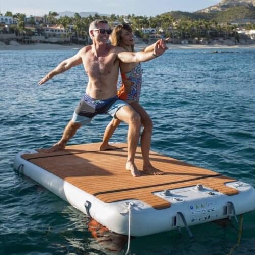 FUNWORLD Inflatable Dock Platform Inflatable Dock 4- to 6-Person Inflatable Floating Dock Floating Platform with Electric Air Pu