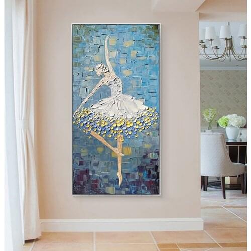 Wall Art Hand-Painted Abstract Oil Painting On Canvas Thick Oil Ballet Girl For Living Room Hotel Decoration Paintings Unframed