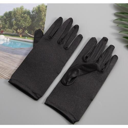 JaneVini 2019 New Satin Gloves Short Wrist Length Bride Gloves Full Finger Bridal Wedding Party Glove White Accessoir De Mariage