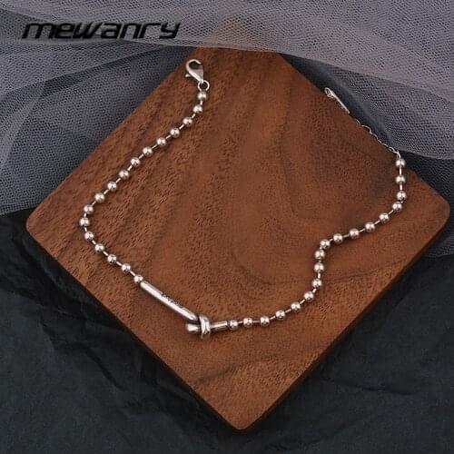 Mewanry 925 Sterling Silver Bracelet New Fashion Vintage Good Luck Round Bead Knot Design Holiday Party Jewelry Gift for Women