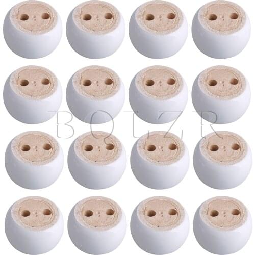 BQLZR 16PCS 6.7x4cm White Wooden Round Bun Furniture Feet for Cabinet Legs