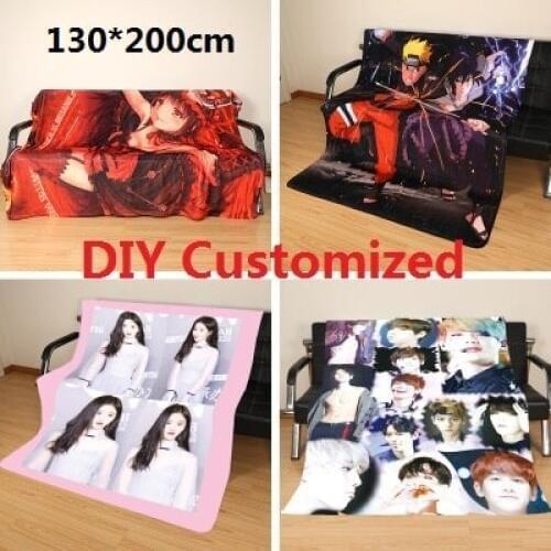 130*200cm DIY Customized Sleep Blanket Colorful printing Photo LOGO Images Fleece for Summer Sleep Pets Dog Friends Family