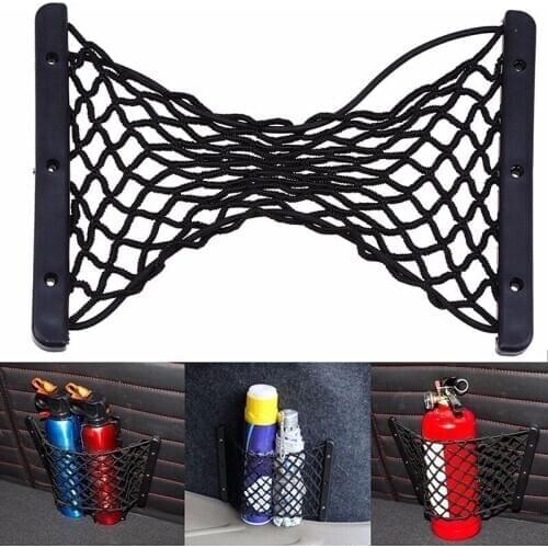 Car Trunk Organizer Rear Trunk Back Seat Cargo Mesh Net Bag Flexible Nylon Car Storage Wall Sticker Pouch Bag Universal