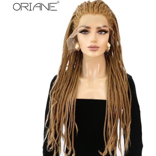 ORIANE Braided Wigs Synthetic Lace Front Wigs For Women Blonde Daily Lolita Cosplay Wigs 22 Inch High Temperature Fiber