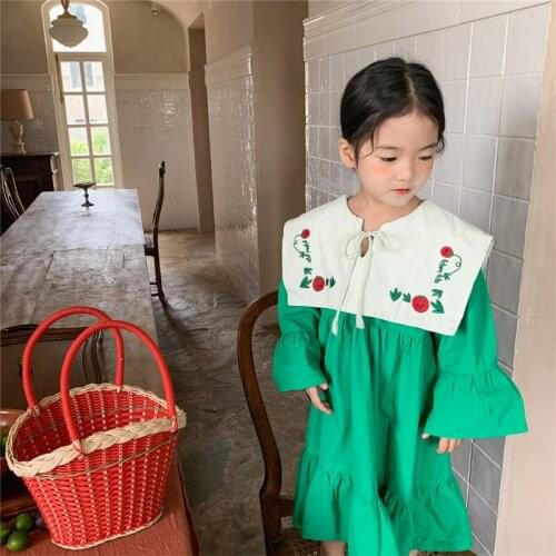 Girl Dress Kids Baby Gown 2021 Luxury Retro Winter Autumn Toddler Princess Outwear School Uniform Dresses Children Clothing
