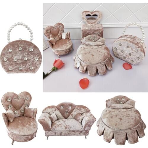 Portable Creative Jewelry Bracelet Earrings Holder Dollhouse Furniture Jewelry Storage Box Display Stand Holder Case
