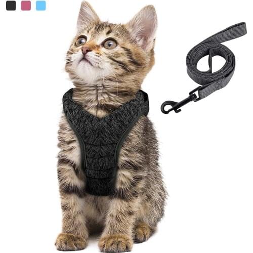 Adjustable Anti-Escape Small Cat Belt Kitten Harness Light Breathable Soft Pet Vest Wiring Harness Traction Belt Kitten Walking