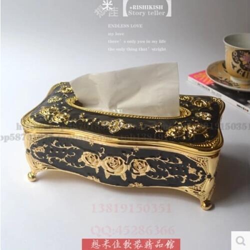 Luxury antique carved metal tissue box tissue box holder napkin holder tissue holder toilet paper roll for home decor ZJH014