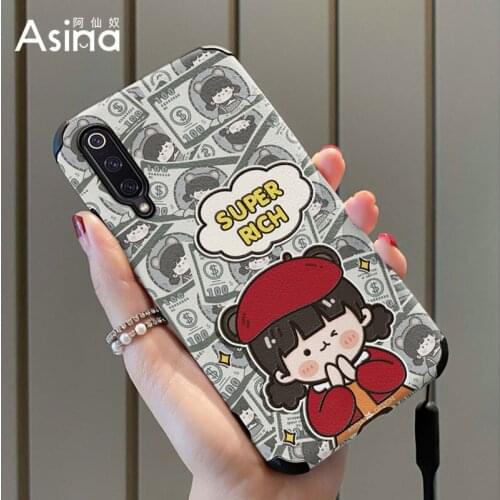 ASINA Cartoon Case For Xiaomi Mi10 11Ultra 9 8 Capa Imitation Lambskin Silicone Cases For Xiaomi Redmi Note 9 8 7 Cover Boy Girl