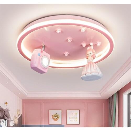 Nordic Girl Princess Pink Ceiling Light LED Childrens Room Eye Protection Lamp Modern Indoor Cafe Clothing Store Ceiling Lamp