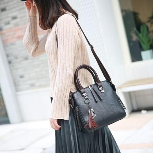 New PU Leather Handbag For Women Girl Fashion Vintage Cat Tassel Messenger Bags Female Shoulder Bags Ladies Party Crossbody Bag