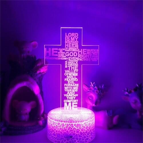 Jesus Cross Night Light Christ Library Warm 3D Light The Lord Desk Lamps Bedroom Home Decor Christmas Birthday Easter Gifts