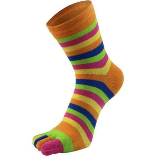 Ladies Short Tube Color Finger Socks Five Finger Socks Breathable Contrast Color Striped Socks For Women1