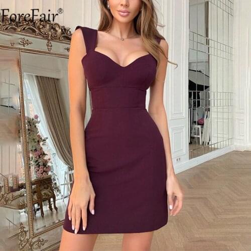 Forefair Summer V Neck Party Dress Sleeveless Mini Backless Bodycon Black A Line Off Shoulder Women Sexy Dresses 2021 Club