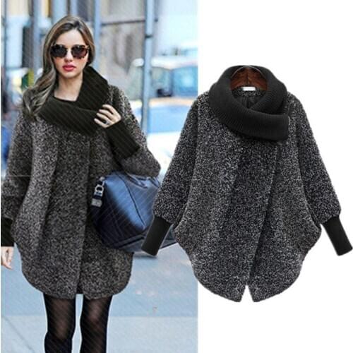 2020 Plus Size Woolen Coat Jackets Women Winter Fashion Outerwear Female Thicker Loose Coat Zipper Casual woolen coat 5XL R342