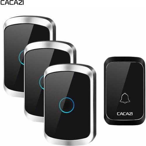 CACAZI Wireless Door Bell Waterproof Battery 1 Transmitter 3 Receiver US EU UK AU Plug Home Bell Chime Wireless Ring Bell