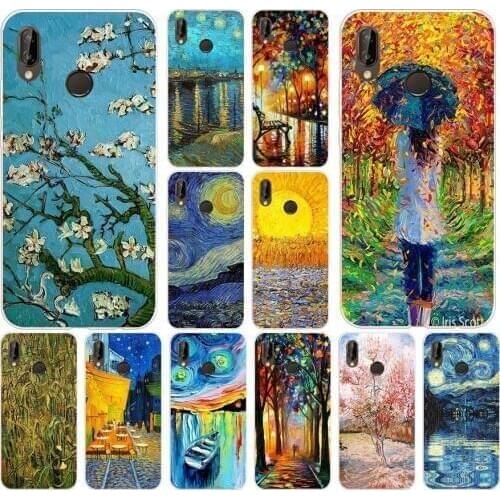 020FG Vincent Van Gogh Starry Sky Oil Painting Soft Silicone Tpu Cover Case for huawei Mate P20 P30 Llte Pro Y6 Y7 2019