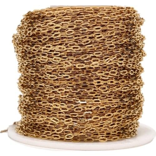 2 Meters Gold Tone Stainless Steel 1.7mm Width Chains Rolo Cable Link Chain For DIY Jewelry Necklaces Findings Making