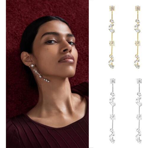 2019 Korean Romantic New Fashion Water Drop Crystal Tassel Long Earrings For Women Wedding party Earring Jewelry Gifts Brincos