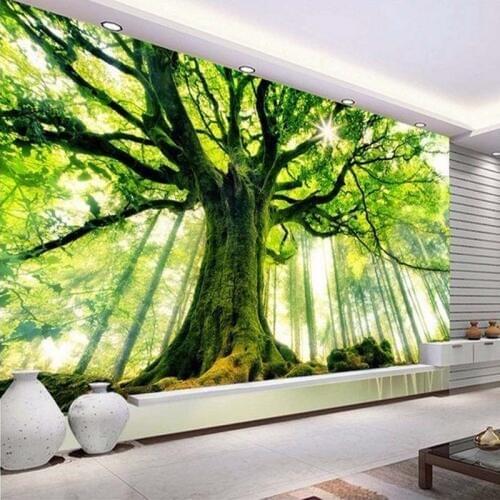 3D Green Gig Tree Nature Landscape Photo Mural For Wall Living Room Background Decor Customized Size Non-woven Straw Wallpaper