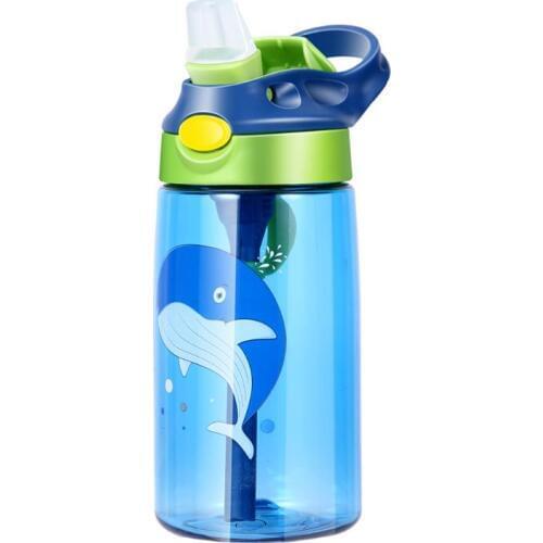 480 ml Cute Baby Water Cup Leak Proof Bottle with Straw Lid Children School Outdoor Sport Cool Drinking Bottle Training Cup