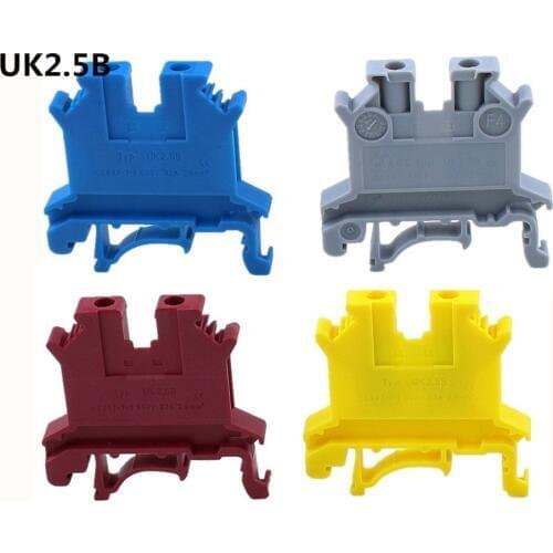5pcs/lots UK-2.5B blue/grey/red DIN Rail Universal Terminal Blocks Screw Type UK2.5B Phoenix Typ