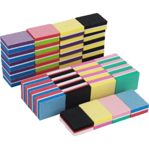 50Pcs Mini Nail Sponge Nail File Buffer Block Double Color Small File Disposable Gifts 100/180 Women Manicure Tool Lime a Ongle