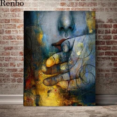 5D Diamond painting Abstract Girl Face Hand Pictures Wall art For Living Room Bedroom Decorative diamond embroidery mosaic woman