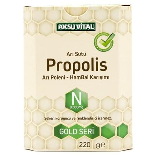 Aksu Vital Royal Jelly Propolis with N Vitamin with Honey Pollen Mix 8.000 mg Bee Milk Vitamin Food Protein Vitamin effective