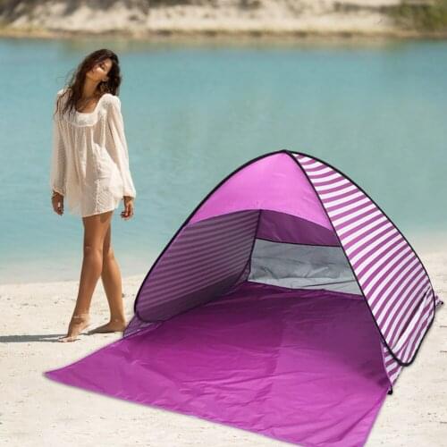 Automatic Beach Tent Sun Shelter Cabana UV Protection Beach Shade with Handbag and Nails for Outdoor Activities