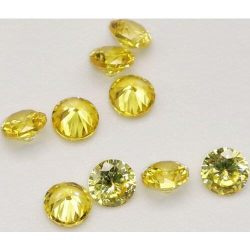 Free Shipping 500pcs Golden Yellow 1mm 2mm 3mm Loose Zircon Stone 5A+ Round Cut Cubic Zirconia