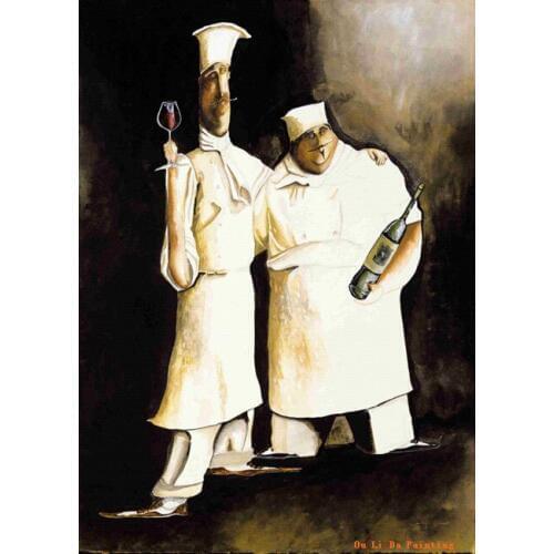 Free shipping cartoon figure chef landscape set oil painting canvas painting prints on canvas home wall art decoration pictures