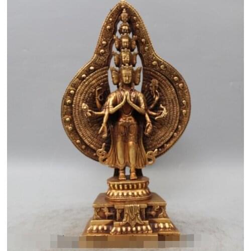 Free shipping S03149 15 " Tibet Buddhism Bronze 1000 Arms Avalokiteshvara of Goddess Kwan-yin Statue