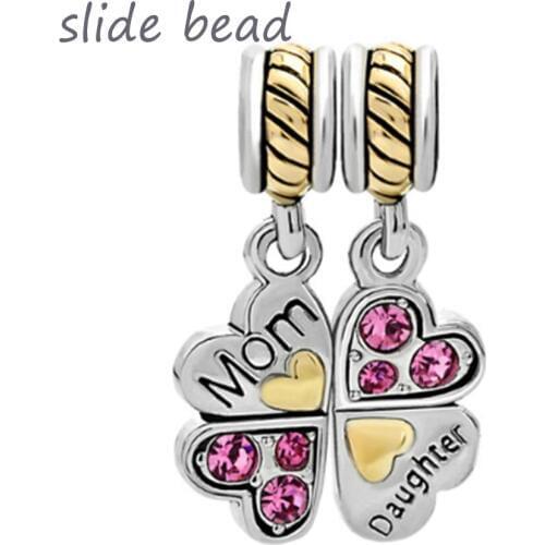 Fit Pandora charm bracelets Mother Daughter Charm Bracelets Heart Love Butterfly Charm Bracelet beads for jewelry making