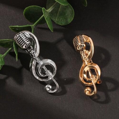 Microphone Music Note Brooches Singer Party Concert Accessories Christmas Gifts High Quanlity Jewelry