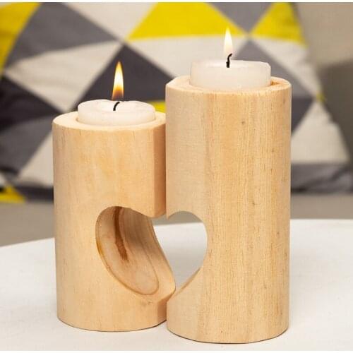 Rustic Heart Shaped Wooden Candlestick Candle Holder Shelf Wedding Decorations Dropship