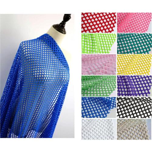 Dia.1cm Diamond Holes Mesh Polyester Spandex Fishnet Fabric Small Stretch 165cm wide - sold by the yard (91cm long)