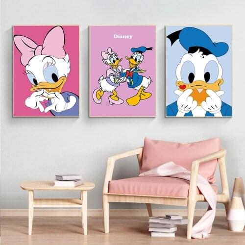 Disney Donald Duck Daisy Duck Goofy Posters and Cartoons Prints Wall Art Pictures for Living Home Decoration Birthday Gift Toys
