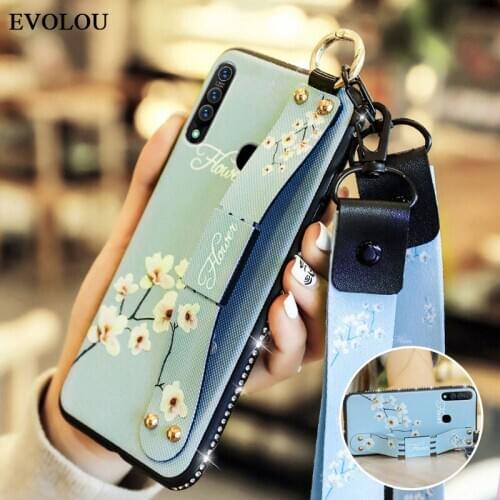 For VIVO Y19 Case Strap Wristband Bling Glitter Flower Phone Case for X50 X30 X27 V17 Y9s U3 y5s v11i Nex 3 Z1 IQOO 3 Back Cover