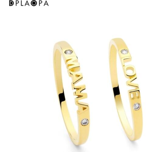DPLAOPA 925 Sterling Silver Thin Gold Mama Rings Love Zircon Wedding CZ Luxury Jewelry 2021 Women Wedding Jewelry For Gift