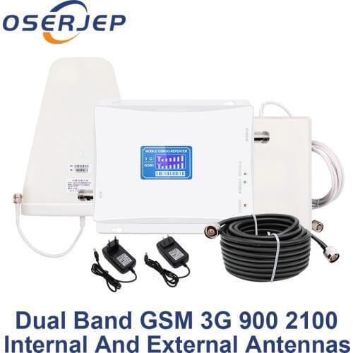 70dB LCD Display GSM 900 UMTS 3G 2100 mhz Dual Band Repeater GSM 3G Cell Phone Amplifier 3G WCDMA 2100 Cellular Mobile Booster