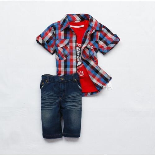 Denim Suit for Boys Wholesale Kids Clothing Lots Cottons Baby Boy Clothing Sets Kids Bule Shirt Cotton Casual 3 Pcs