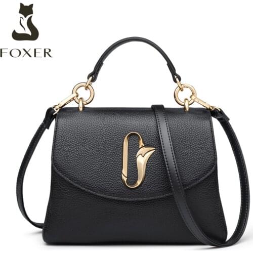 FOXER Elegant Women Brand Shoulder Bag Genuine Leather Cross body Bags Lady Small Handbags Fall Winter Female Fashion Purse