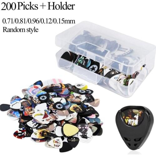 200 Pcs/set Guitar Picks Personalized Random Color Celluloid Guitar Picks+Picks Holder Guitarra Accessories Stringed Instrument