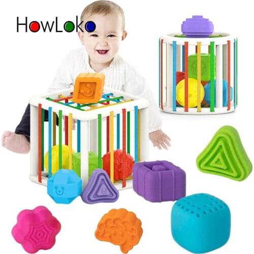 Baby Shape Sorting Toy Motor Skill Tactile Touch Toy 10 Months To 3 Years InnyBin Soft Cube Montessori Educational Toys