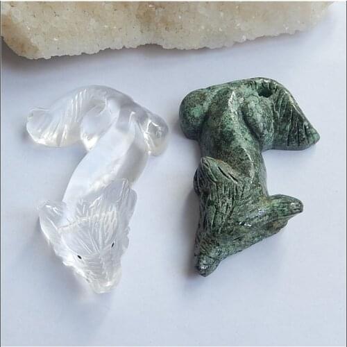 Support to customize Different Natural Stone Carved Animal Wolf Fashion Necklace Pendant