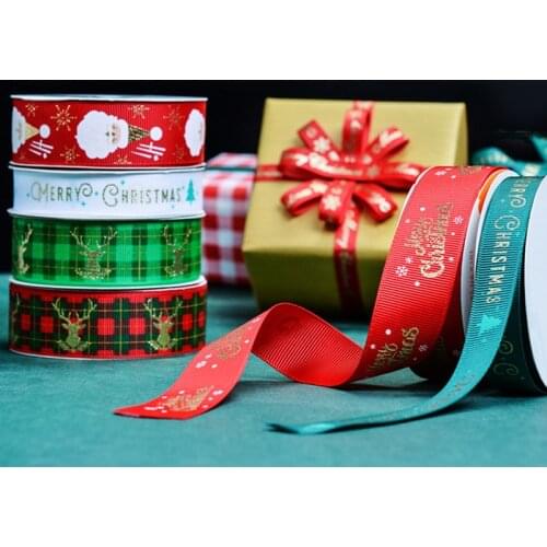 5 Yards 10-25mm Christmas Gilding Ribbons Wedding Festival Party Decoration For DIY Bow Card Gifts Cake Wrapping Handmade Sewing