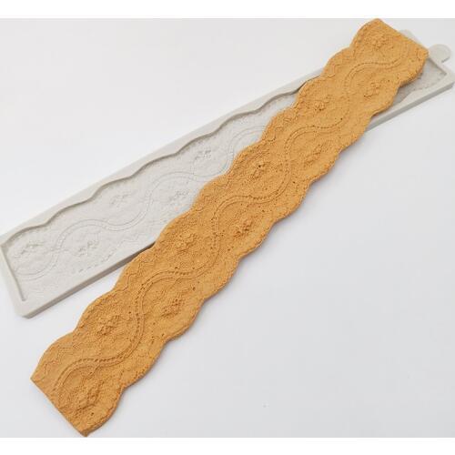 Minsunbak 36x6.5CM Floral Pattern Silicone Fondant Mold DIY Popular Cake Border Decoration Sugar Craft Tools Baking Tools