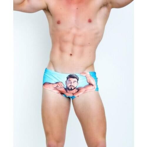 Mens Trunks Muscle Cartoon Printing Fashion Sexy Boxer Swimming Trunks Front And Back Printing Swimming Swim Shorts Swimwear