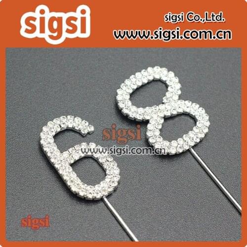 Customizable number crystal rhinestone cake topper for birthday decoration